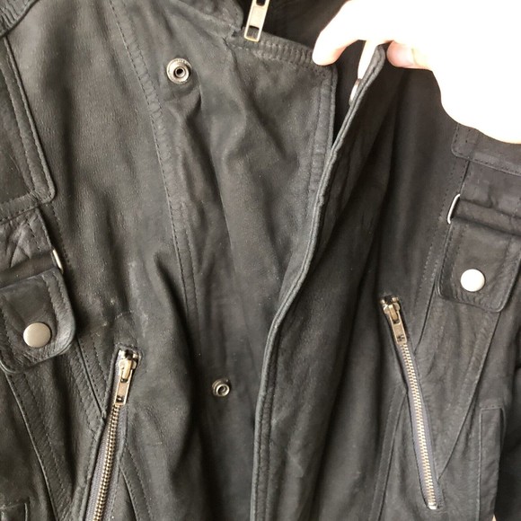 Vintage 90’s Wilson's Adventure Bound Faded Black Leather Jacket Size M Moto EUC - Picture 4 of 7